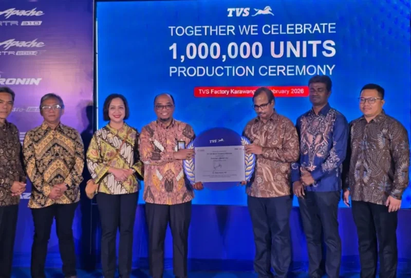 Perayaan pencapaian produksi 1 juta unit oleh PT TVS Motor Company Indonesia di Karawang, Rabu (18/2). (Foto: Kemenperin)