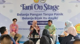 Talkshow “Tani On Stage” bertema Belanja Pangan Tanpa Panik, Belanja Bijak itu Asyik! di Area Komersial TOD Samesta Mahata Margonda, Depok, Jumat (6/3/2026). (Foto: Kementan)
