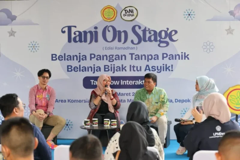 Talkshow “Tani On Stage” bertema Belanja Pangan Tanpa Panik, Belanja Bijak itu Asyik! di Area Komersial TOD Samesta Mahata Margonda, Depok, Jumat (6/3/2026). (Foto: Kementan)