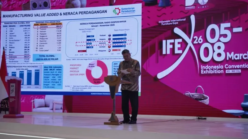 Pembukaan Indonesia International Furniture Expo (IFEX) 2026 di Jakarta beberapa waktu lalu. (Foto: Kemenperin)