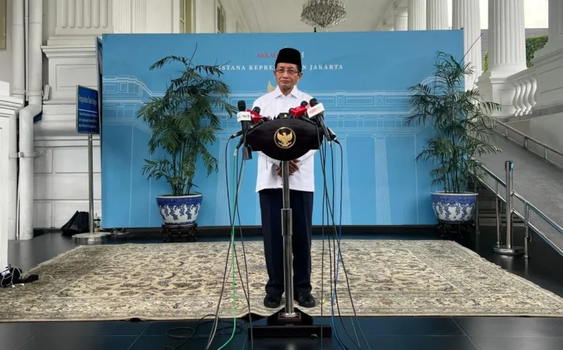 Menag Nasaruddin Umar memberikan keterangan kepada awak media di Istana Negara. (Foto: Kemenag)