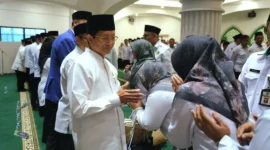 Menag Nasaruddin Umar dalam acara Halalbihalal Kanwil Kemenag DKI Jakarta, Senin (30/3/2026). (Foto: Kemenag)