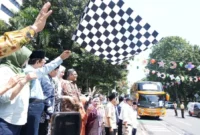 Pelepasan peserta program Mudik Gratis Ramadan 1447 H/2026 M Kemenag. (Foto: Rima Febrina Hirman/Kemenag)