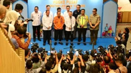 Menteri Perhubungan (Menhub) Dudy Purwagandhi membuka Posko Pusat Angkutan Lebaran Terpadu 2026 di Kantor Pusat Kemenhub RI, Jumat (13/3/2026). (Foto: Kemenhub) 