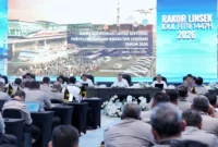Menhub Dudy Purwagandhi menghadiri Rapat Koordinasi Lintas Sektor Angkutan Lebaran 2026 di STIK Lemdiklat Polri, Senin (2/3). (Foto: Kemenhub)