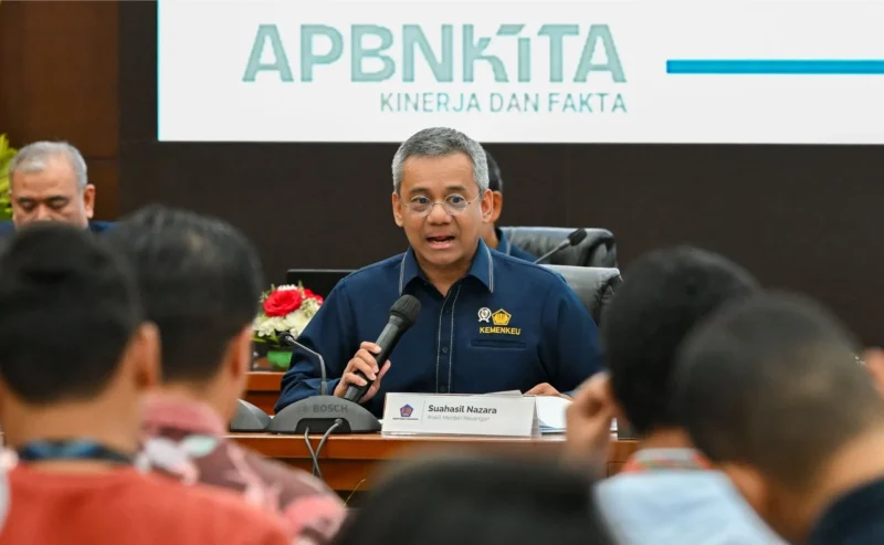 Wakil Menteri Keuangan Suahasil Nazara dalam paparan APBN KiTa di Aula Mezzanine Kementerian Keuangan, Jakarta, Rabu (11/3). (Foto: Kemenkeu)