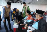 390 jemaah haji Bengkulu Kloter 03 Embarkasi Padang berangkat ke Madinah via BIM, Minggu (26/4/2026) siang. (Foto: Humas Kemenhaj Sumbar)