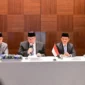Menteri Koordinator Bidang Perekonomian, Airlangga Hartarto dalam konferensi pers secara hybrid dari Seoul, Republik Korea, Selasa (31/3/2026). (Foto: BPMI Setpres)