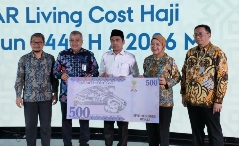 Penandantanganan Berita Acara Serah Terima (BAST) banknotes Saudi Arabian Riyal (SAR) untuk living cost haji reguler 1447 H/2026 M. (Foto: Kemenhaj)