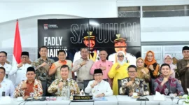 Wakil Wali Kota Padang Maigus Nasir menerima kunjungan Tim Komite Percepatan Transformasi Digital Pemerintah lintas Kementerian di Palanta Kediaman Resmi Wali Kota Padang, Jumat (24/4/2026). (Foto: Prokopim Padang)