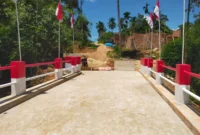 Dua Jembatan Aramco di Kecamatan Sembilan Koto, tepatnya telah selesai dibangun 100 persen oleh Kodam XX/Tuanku Imam Bonjol. (Foto: FB Diskominfo Dharmasraya)