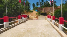 Dua Jembatan Aramco di Kecamatan Sembilan Koto, tepatnya telah selesai dibangun 100 persen oleh Kodam XX/Tuanku Imam Bonjol. (Foto: FB Diskominfo Dharmasraya)