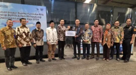 Pengiriman 100 ton bumbu pasta dan RTE menuju Arab Saudi dari Gudang Lini Garuda di Bandara Soekarno-Hatta pada Kamis (2/4). (Foto: Kemenhaj)