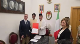 Penandatanganan kontrak ekspor baru Produsen kopi Indonesia, PT ALKO Sumatra Kopi dengan Best Coffee SRL di Roma, Italia. (Foto: Atase Perdagangan RI Roma)
