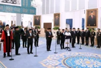 Presiden Prabowo Subianto menyaksikan pengucapan sumpah Hakim Konstitusi serta keanggotaan Ombudsman RI masa jabatan tahun 2026-2031 di Istana Negara, Jakarta, Jumat 910/04/2026). (Foto: BPMI Setpres)