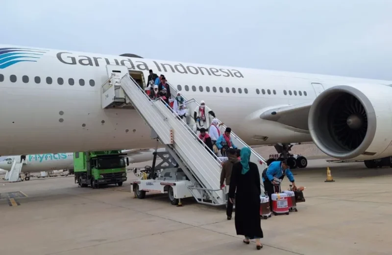 Jemaah haji kloter pertama Embarkasi Padang (PDG 01) tiba di Madinah dengan selamat, Jumat (24/4/2026) pukul 06.00 Waktu Arab Saudi. (Foto: Humas Kemenhaj Sumbar)