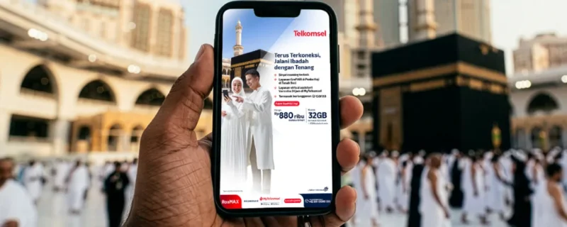 
Telkomsel menghadirkan Paket RoaMAX Haji 2026 untuk mendukung konektivitas digital jemaah haji Indonesia di Arab Saudi. (Foto: Telkomsel)
