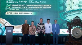 Menteri Perindustrian Agus Gumiwang Kartasasmita menghadiri pameran Indo Intertex – Inatex 2026 di Jakarta, Rabu (15/4). (Foto: Kemenperin)