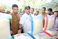 Wakil Gubernur DKI Jakarta, Rano Karno didampingi Wagub Sumbar, Vasko Ruseimy, Wali Kota Pariaman, Yota Balad meninjau hasil pertanian Pariaman di Desa Simpang, Kecamatan Pariaman Selatan, Senin (13/4). (Foto: Kominfo Pariaman)