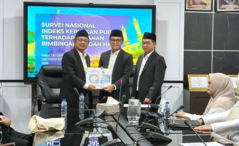 Direktur Bina Jemaah Haji Reguler Kemenhaj, Afief Mundzir dalam kegiatan Studium General dan Pelantikan Pusat Studi Haji dan Umrah (PSHU) UIN Syarif Hidayatullah Jakarta, Senin (13/4/2026). (Foto: Kemenhaj)