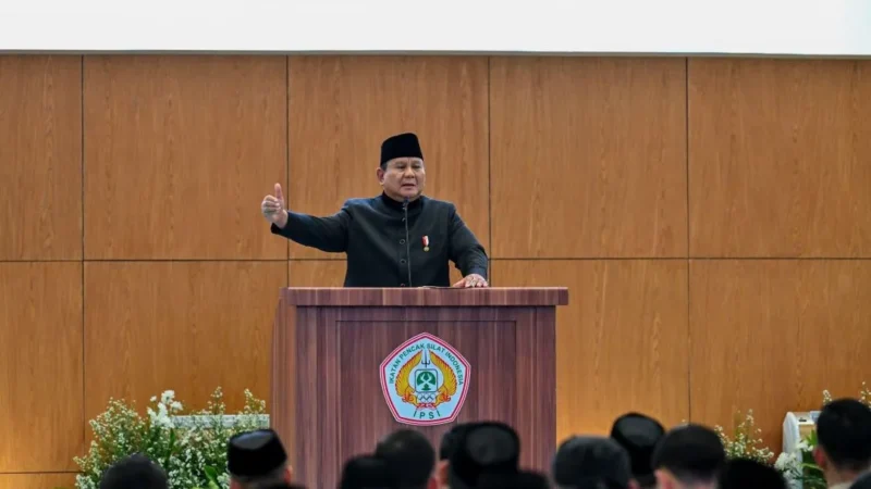 Presiden Prabowo Subianto menyampaikan sambutan pada Munas XVI IPSI Masa Bakti 2026–2030 di Jakarta International Convention Center (JICC), Jakarta, Sabtu (11/4/2026). (Foto: BPMI Setpres)