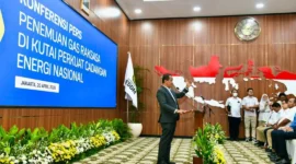 Konferensi pers terkait penemuan gas raksasa di Kutai, Kalimantan Timur. (Foto: Kementerian ESDM)