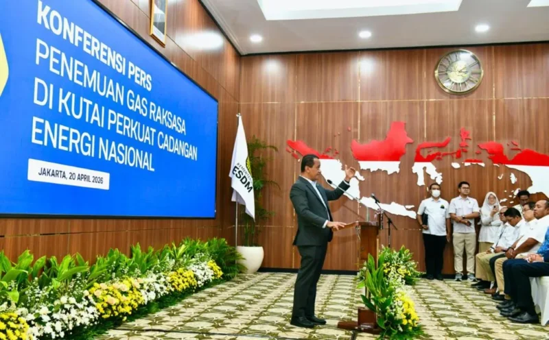 Konferensi pers terkait penemuan gas raksasa di Kutai, Kalimantan Timur. (Foto: Kementerian ESDM)