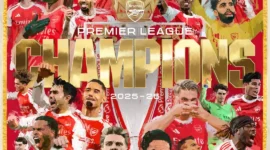 Arsenal resmi memastikan gelar juara Liga Inggris musim 2025/2026. (Foto: IG Arsenal)