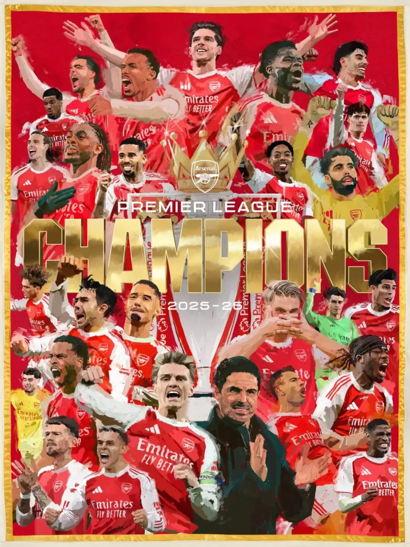 Arsenal resmi memastikan gelar juara Liga Inggris musim 2025/2026. (Foto: IG Arsenal)