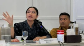 Bupati Dharmasraya Annisa Suci bersama Wakil Gubernur Sumbar Vasko Ruseimy audiensi dengan Menteri PPN/Kepala Bappenas Rachmat Pambudy di Jakarta, Selasa (19/5/2026). (Foto: Diskominfo Dharmasraya)