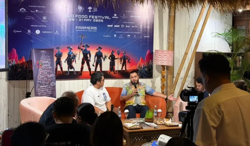 Wali Kota Padang Fadly Amran didapuk sebagai keynote speaker dalam Ubud Food Festival ke-11 tahun 2026 di Taman Kuliner Ubud, Bali, Jumat (29/5/2026). (Foto: Pemko Padang)