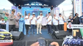 Gubernur Sumbar, Mahyeldi Ansharullah saat menghadiri Gebyar Hadiah Tabungan Bank Nagari periode 1 Agustus 2025 hingga 31 Maret 2026 di kawasan Taman Kota Solok, Minggu (10/5/2026). (Foto: ADPSB)