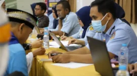 Kloter 13 jemaah haji tiba di Embarkasi Padang, Kamis (7/5/2026) pagi. (Foto: Humas Kemenhaj Sumbar)