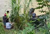 Kondisi mobil Pajero Sport usai tabrakan dengan mobil Ertiga di Jalinsum Sijunjung, Senin (25/5/2026). (Dok: Satlantas Polres Sijunjung)