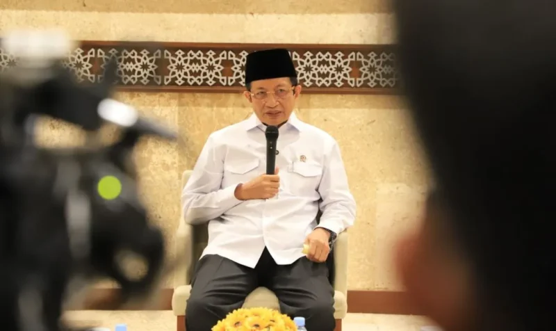 Menag Nasaruddin Umar saat konferensi pers persiapan Salat Iduladha 1447 H di Masjid Istiqlal, Jakarta, Senin (25/5/2026). (Foto: Isykariman Ismail/Kemenag)