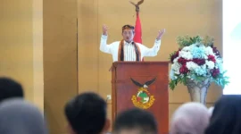 Menag Nasaruddin Umar menghadiri Halal Bihalal dan Silaturahmi Masyarakat Buton se-Jabodetabek di Gedung Graha Garda Dirgantara, Jakarta, Jumat (9/5/2026). (Foto: Kemenag)