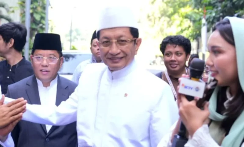 Menag Nasaruddin Umar memberikan keterangan pers selepas Salat Iduladha 1447 H di Masjid Istiqlal, Jakarta, Rabu (27/5/2026). (Foto: Firmandan Wijaya/Kemenag)