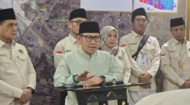 Menteri Koordinator Pemberdayaan Masyarakat sekaligus bagian dari misi Amirul Hajj 2026, Muhaimin Iskandar, usai memimpin rapat koordinasi di Makkah, Arab Saudi, Rabu (20/5/2026). (Foto: Kemenhaj)