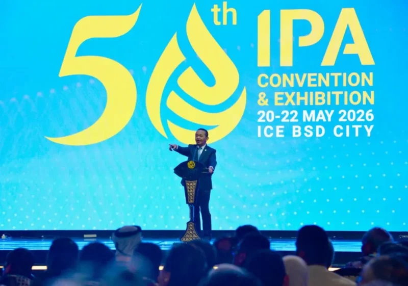 Menteri ESDM Bahlil Lahadalia membuka acara Indonesia Petroleum Association Convention and Exhibition 2026 di Tangerang, Rabu (20/5). (Foto: Kementerian ESDM)
