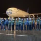Keberangkatan jemaah haji Kloter 11 menutup fase penerbangan gelombang I Embarkasi Padang pada rute Padang–Madinah. (Foto: Humas Kemenhaj)