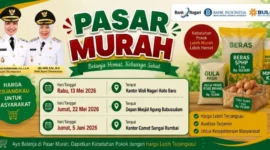Pemkab Dharmasraya kembali menggelar program Pasar Murah di tiga lokasi. (Foto: Diskominfo Dharmasraya)