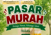 Pemkab Dharmasraya kembali menggelar pasar murah di halaman Masjid Babussalam Nagari IV Koto Pulau Punjung, Jumat (22/5/2026). (Foto: Diskominfo Dharmasraya)