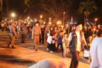 Suasana Pawai Obor Takbir Keliling dalam rangka menyambut Hari Raya Idul Adha 1447 H/2026 M di Pasbar, Selasa (26/5) malam. (Foto: Diskominfo Pasbar)
