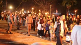 Suasana Pawai Obor Takbir Keliling dalam rangka menyambut Hari Raya Idul Adha 1447 H/2026 M di Pasbar, Selasa (26/5) malam. (Foto: Diskominfo Pasbar)
