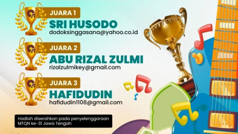 Kemenag menetapkan tiga pemenang terbaik dalam Lomba Cipta Lagu dan MTQ Tingkat Nasional ke-31. (Foto: Kemenag)