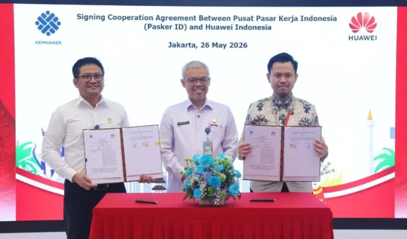 Penandatanganan MoU antara Kemnaker dengan Huawei Indonesia. (Foto: Kemnaker)