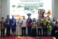 Pemkab Dharmasraya bersama Forkopimda Plus menyambut Kajari Dharmasraya yang baru di Auditorium Kantor Bupati Dharmasraya, Pulau Punjung, Jumat (8/5/2026). (Foto: Diskominfo Dharmasraya)