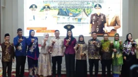 Pemkab Dharmasraya bersama Forkopimda Plus menyambut Kajari Dharmasraya yang baru di Auditorium Kantor Bupati Dharmasraya, Pulau Punjung, Jumat (8/5/2026). (Foto: Diskominfo Dharmasraya)