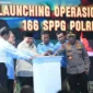 Presiden Prabowo Subianto melakukan groundbreaking 10 Gudang Ketahanan Pangan Polri serta meluncurkan operasional 166 SPPG Polri 2026 di Tuban, Sabtu (16/5/2026). (Foto: BPMI Setpres)