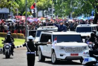 Presiden Prabowo Subianto menggunakan kendaraan taktis ringan Maung saat menghadiri KTT ke-48 ASEAN di Filipina yang berlangsung pada 7–8 Mei 2026. (Foto: BPMI/Setpres)